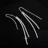 Sparkling Tassel Earrings Temperament Women Long Silver Earrings  for Wedding Party Birthday Gift Fashion Jewelry daiiibabyyy