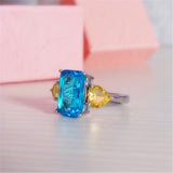 Daiiibabyyy Colorful Crystal Stones Rings For Women 2023 New Green Pink Blue Yellow Beautiful Jewelry Ring Wholesale