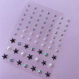 Daiiibabyyy Face Tattoo Eyeshadow Stickers Nail Stickers 3D Pearl Face Jewels Diamond Decoration Self Adhesive Body Brow Makeup DIY Beauty