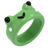 Daiiibabyyy Acrylic Frog Ring Resin Rings for Women Girls Cute Animal Aesthetic Jewelry Friendship Rings Greative Party Travel Gifts