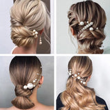 Daiiibabyyy Women U-shaped Pin Metal Barrette Clip Hairpins Simulated Pearl Bridal Tiara Hair Accessories Wedding Hairstyle Design Tools