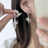 Hot Girl Harajuku Star Drop Earrings Creative Planet Pearl Crystal Stars Earings Korean Fashion for Women Girls Unusual Jewelry daiiibabyyy