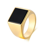 Daiiibabyyy Simple Black Man Geometric Stainless Steel Ring Punk Rock Smooth Chunky Finger Ring Fashion Mens Hip hop Punk Jewelry