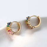 Daiiibabyyy Rainbow Zircon 14k Gold Plated Hoop Earrings for Women 2023 Colorful Small Huggie Earrings Bulk Sets Trendy Piercing Jewelry