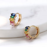 Daiiibabyyy Rainbow Zircon 14k Gold Plated Hoop Earrings for Women 2023 Colorful Small Huggie Earrings Bulk Sets Trendy Piercing Jewelry