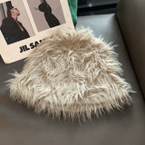 Daiiibabyyy Winter Thick Furry Winter Hat Fluffy Russian Rabbit Fur Women Girl Fur Headband Hat Winter Outdoor Earwarmer Ski Hats Hot