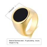 Daiiibabyyy Simple Black Man Geometric Stainless Steel Ring Punk Rock Smooth Chunky Finger Ring Fashion Mens Hip hop Punk Jewelry