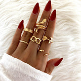 Hiphop Gold Silver Chain Rings Set For Women Girls Punk Geometric Simple Finger Rings 2022 Trend Jewelry Party Snake Ring daiiibabyyy