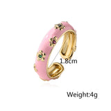 Daiiibabyyy Copper Plated 18K Gold Drop Oil Zircon Bohemian Open Ring Woman Personality Candy Color Exquisite Flowers Jewelry Gift Fashion