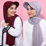 Daiiibabyyy New Baseball Caps for Women with Muslim Hijab Causal Scarf Hajib and Cap in One Fashion Hijab Hair Cover Turban Scarf for Moslem