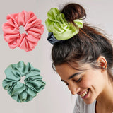 Daiiibabyyy Fashion Large Satin Scrunchies Big Size Elastic Rubber Hair Band Women Gilrs Ponytail Holder Hair Ties Oversized Rayon Hair Rope