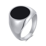 Daiiibabyyy Simple Black Man Geometric Stainless Steel Ring Punk Rock Smooth Chunky Finger Ring Fashion Mens Hip hop Punk Jewelry