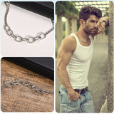 Daiiibabyyy Basic Oval Chain Choker Necklaces for Men Jewelry, Waterproof Stainless Steel Metal Rectangle Cuban Links Stacking Collar Gift