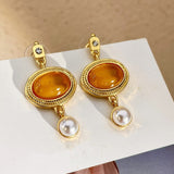 Daiiibabyyy Statement Orange Color Oval Resin Geometric Drop Earrings Personality New Fashion Jewelry Wholesale