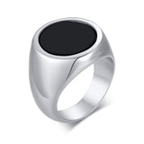 Daiiibabyyy Simple Black Man Geometric Stainless Steel Ring Punk Rock Smooth Chunky Finger Ring Fashion Mens Hip hop Punk Jewelry