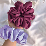 Daiiibabyyy 2pcs Oversized Scrunchies Satin Solid Hair Rope Women Set Hair Ties Elastic Hair Bands Girl Ponytail Holder Hair Accessories