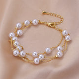 Daiiibabyyy Luxury Pearl Charm Bracelets for Women Fashion Classic Multilayer Bangles Female Party Jewelry Accessories