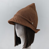 Daiiibabyyy New Fashion Wool Felt Autumn Winter Bucket Hats Halloween Witch Hat Women Wool Knit Hat Gifts Funny Pointed Hat Fisherman Hat