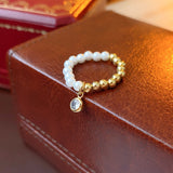 Daiiibabyyy Fashion Elastic Metallic Pearl Rings For Women 2023 New Simple Adjustable Ring Jewelry Wholesale