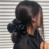 Daiiibabyyy XXL Black White Satin Scrunchies Women Solid Large Chiffon Leagues Hair bands Hair Accessories Girls OversizeElastics Hair Rope