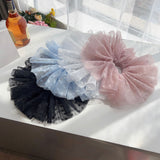 Daiiibabyyy New Oversized Solid Scrunchies Dots Organza Hair Rope Fluffy Elegant Ponytail Holder Net Yarn Elastic Rubber Band Women Headwear