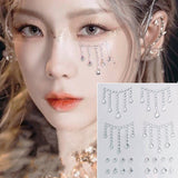Daiiibabyyy Face Tattoo Eyeshadow Stickers Nail Stickers 3D Pearl Face Jewels Diamond Decoration Self Adhesive Body Brow Makeup DIY Beauty