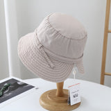 Daiiibabyyy Washed Cotton Rear Split Fisherman Hat Women Summer Korean Version Sunshade Basin Hat Leisure Travel Foldable Bucket Hat