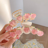 Peach Hairpin Large Catch Clip Shark Clip Female Spring Hair Accessories Back Of Head 2022 New Hairpin Clip Headdress daiiibabyyy