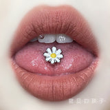 Daiiibabyyy Titanium Steel Flower Tongue Nail Jewelry Anti Allergy Short Rod Tongue Ring Tongue Nail Spice Girl Human Body Piercing Jewelry