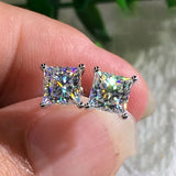 Daiiibabyyy Fashiion Party Wearing Big Square Cut 6/7/8 MM CZ Crystal 925 Silver Needle Stud Earrings For Girls Women Nickel Free Earring