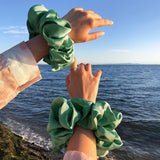 Daiiibabyyy 2pcs Oversized Scrunchies Satin Solid Hair Rope Women Set Hair Ties Elastic Hair Bands Girl Ponytail Holder Hair Accessories