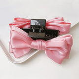 Daiiibabyyy Vintage Satin Bow Hair Claw Shark Clip for Women High-quality Solid Elegant All-match Back Head Grab Clip Hair Accessories