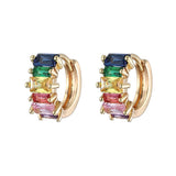 Daiiibabyyy Rainbow Zircon 14k Gold Plated Hoop Earrings for Women 2023 Colorful Small Huggie Earrings Bulk Sets Trendy Piercing Jewelry