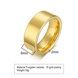 Daiiibabyyy Tungsten Carbide Thick Flat Ring 2mm 4mm 6mm, Gold Plated Stacker Band, Pinky Ring, Thumb Rings,Mid Finger Rings for Men Women