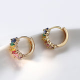 Daiiibabyyy Rainbow Zircon 14k Gold Plated Hoop Earrings for Women 2023 Colorful Small Huggie Earrings Bulk Sets Trendy Piercing Jewelry