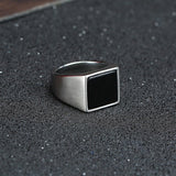 Daiiibabyyy Simple Black Man Geometric Stainless Steel Ring Punk Rock Smooth Chunky Finger Ring Fashion Mens Hip hop Punk Jewelry