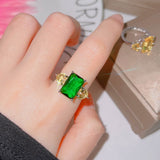 Daiiibabyyy Colorful Crystal Stones Rings For Women 2023 New Green Pink Blue Yellow Beautiful Jewelry Ring Wholesale