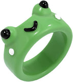 Daiiibabyyy Acrylic Frog Ring Resin Rings for Women Girls Cute Animal Aesthetic Jewelry Friendship Rings Greative Party Travel Gifts