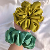 Daiiibabyyy 2pcs Oversized Scrunchies Satin Solid Hair Rope Women Set Hair Ties Elastic Hair Bands Girl Ponytail Holder Hair Accessories