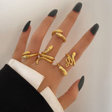 Hiphop Gold Silver Chain Rings Set For Women Girls Punk Geometric Simple Finger Rings 2022 Trend Jewelry Party Snake Ring daiiibabyyy