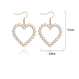 Daiiibabyyy Y2K Jewelry Vintage Imitation Pearl Love Heart Dangle Earrings For Women Elegant Fashion Charm Sweet Earrings Christmas Gifts