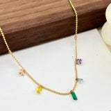 Daiiibabyyy Colorful Crystal Stainless Steel Choker Necklace For Women 2023 New Jewelry No Color Fading