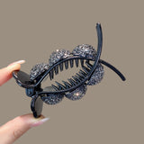 Daiiibabyyy Elegant Crystal Flower Bow Hair Claws For Women Luxury Rhinestone Ponytail Clips Korean Girl Daily Wear Hairpin Hair Accessories