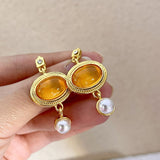 Daiiibabyyy Statement Orange Color Oval Resin Geometric Drop Earrings Personality New Fashion Jewelry Wholesale