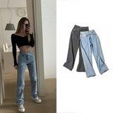 Casual All-match Solid Color Wide-leg Pants Women's Pants Spring and Autumn New Fashion High Waist Stretch Jeans Trousers