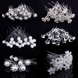 Daiiibabyyy Women U-shaped Pin Metal Barrette Clip Hairpins Simulated Pearl Bridal Tiara Hair Accessories Wedding Hairstyle Design Tools