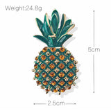 Daiiibabyyy Brooch Pins Plant Pineapple Rhinestones Women Fashion Jewelry Unisex Gift Luxury Suit Clothing Accessories Alloy Metal