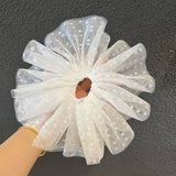 Daiiibabyyy New Oversized Solid Scrunchies Dots Organza Hair Rope Fluffy Elegant Ponytail Holder Net Yarn Elastic Rubber Band Women Headwear