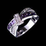 Beautiful pretty fashion Wedding Party White gold color silver color NICE women Purple crystal Lady Ring jewelry LR050 daiiibabyyy