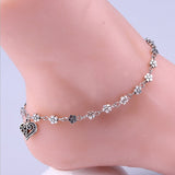 New Fashion Foot Chain Tibetan Silver Hollow Plum Daisy Flowers Heart-Shaped Anklet For Women daiiibabyyy